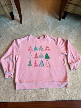 Pink Holiday Tree Graphic Sweatshirt